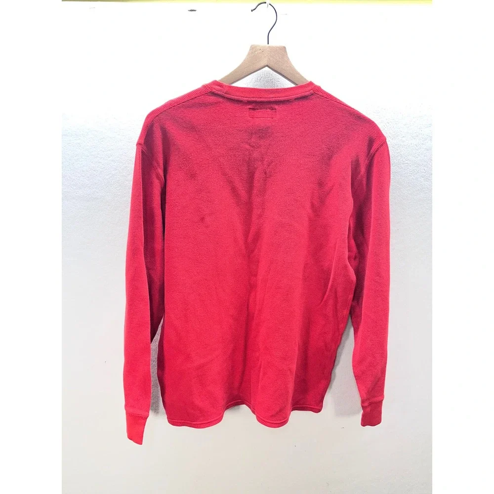 Polo Ralph Lauren Mens Red Waffle Knit Thermal Long Sleeve Shirt Size Large 3132